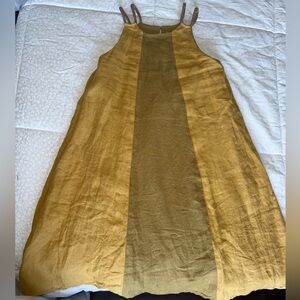 Zara Gold Sleeveless Halter Midi Dress Casual A-line